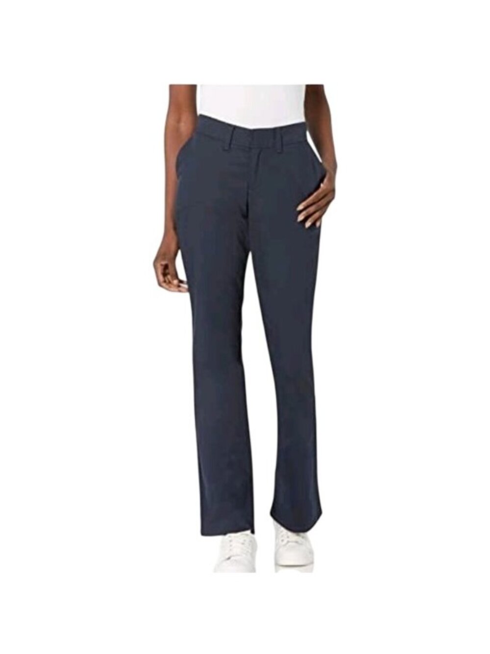 Dickies Women's Slim Fit Boot Cut Leg Twill Pant, Dark Navy, 14 SH